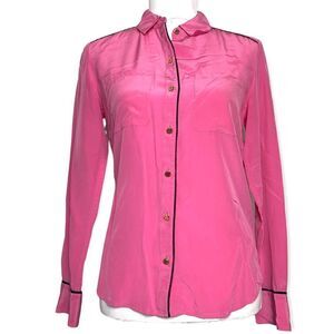 JUICY COUTURE hot pink 100% silk blouse top sz XS